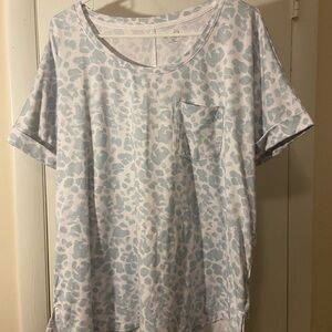 Wonderly Soft Blue Animal Print Short Sleeve Tee